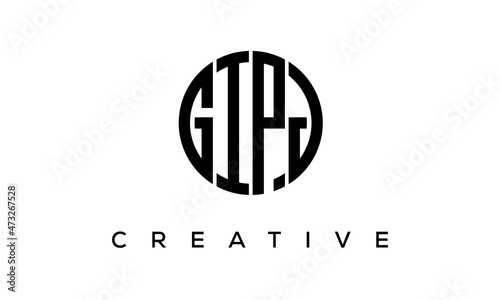 Letters GIPJ creative circle logo design vector, 4 letters logo