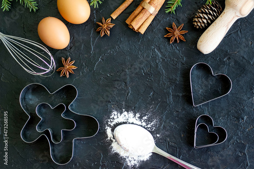 Fototapeta Naklejka Na Ścianę i Meble -  Culinary Christmas background for recipes