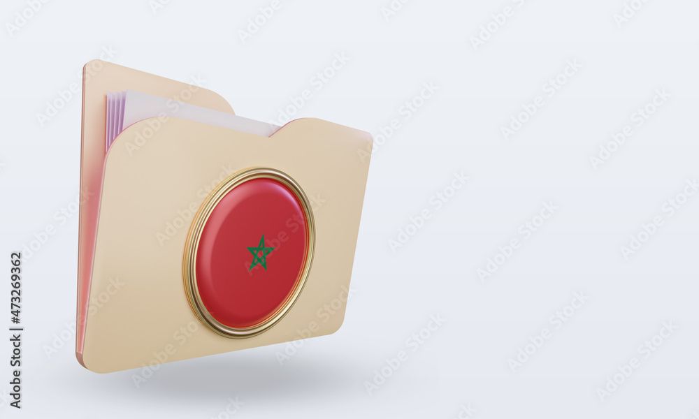 3d folder Morocco flag rendering left view 3d folder Morocco flag rendering left view
