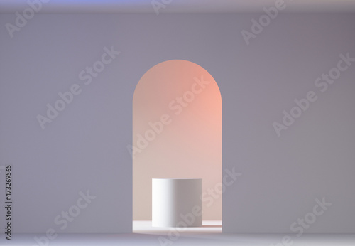 3d render pedestal in empty white interior