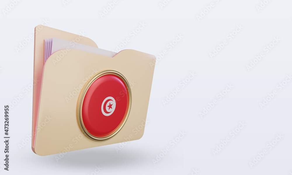 3d folder Tunisia flag rendering left view 3d folder Tunisia flag rendering left view