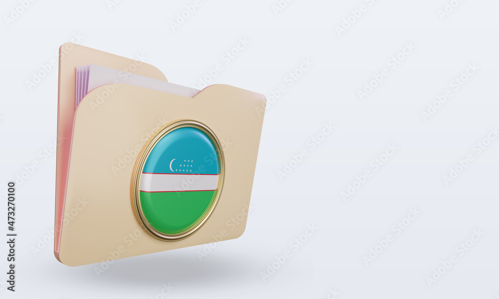 3d folder Uzbekistan flag rendering left view 3d folder Uzbekistan flag rendering left view