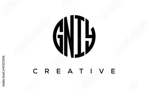 Letters GNIY creative circle logo design vector, 4 letters logo
