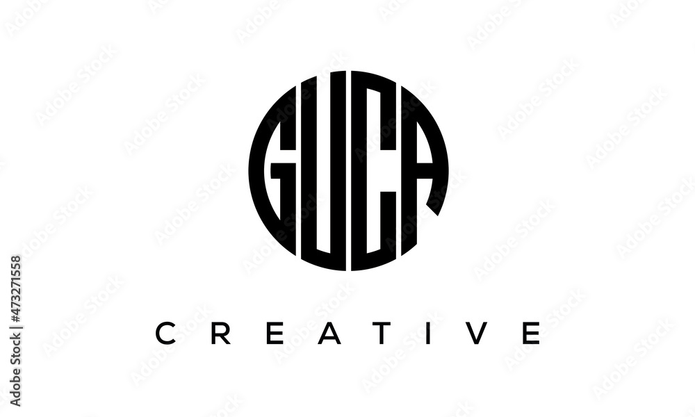 Letters GUCA creative circle logo design vector, 4 letters logo Letters GUCA creative circle logo design vector, 4 letters logo