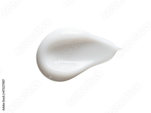 White cosmetic cream isolated on white background. Smear of face cream, sunscreen or moustirizer lotion swatch. Cosmetic smear of cream isolated on white background with clipping path photo