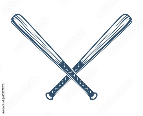 Baseball bats crossed vector logo or sign, gangster style theme.