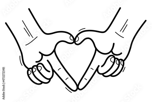 Two hand showing heart sign vector illustration isolated on white.