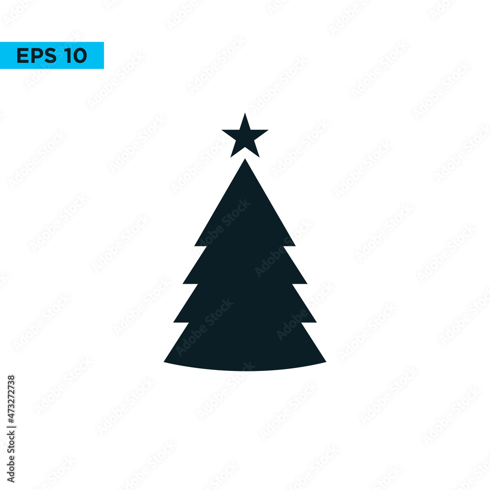 christmas tree icon vector simple illustration