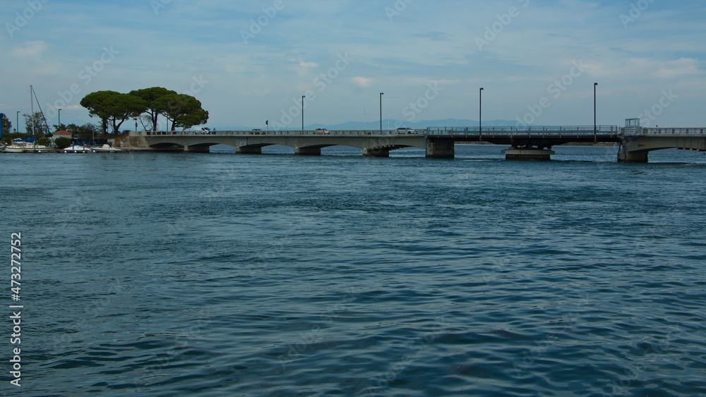 Turnable road bridge over the lagoon in Grado, Italy, Europe
