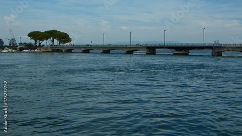Turnable road bridge over the lagoon in Grado  Italy  Europe 
