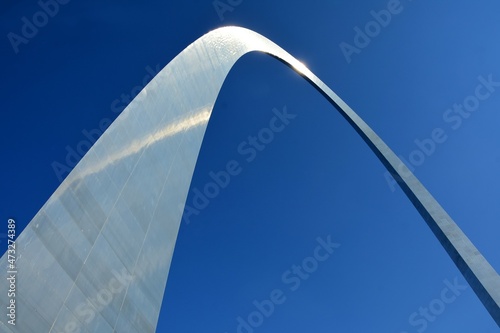 looking up at the arch  in gateway arch national park on a sunny day on the riverfront in st. louis, missouri  photo