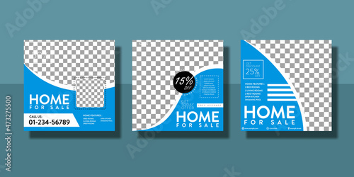 set of real estate promotion sale social media post or flyer template