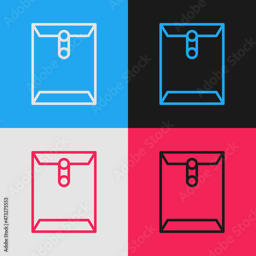 Pop art line Envelope icon isolated on color background. Received message concept. New, email incoming message, sms. Mail delivery service. Vector