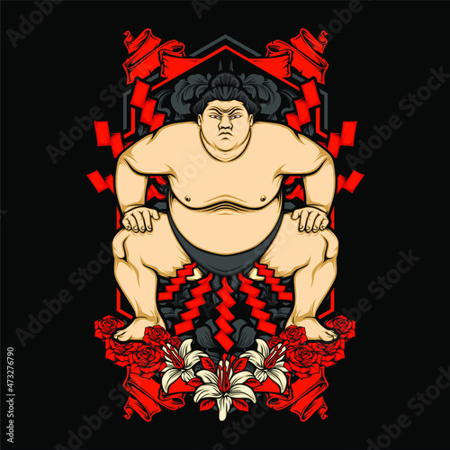 japanese sumo illustration