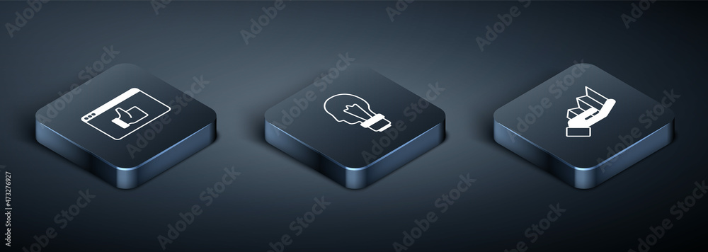 Set Isometric Customer product rating, Pie chart infographic and Light bulb with concept of idea icon. Vector Set Isometric Customer product rating, Pie chart infographic and Light bulb with concept of idea icon. Vector