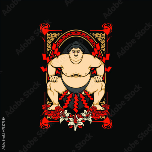 japanese sumo illustration
