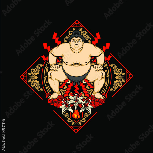japanese sumo illustration