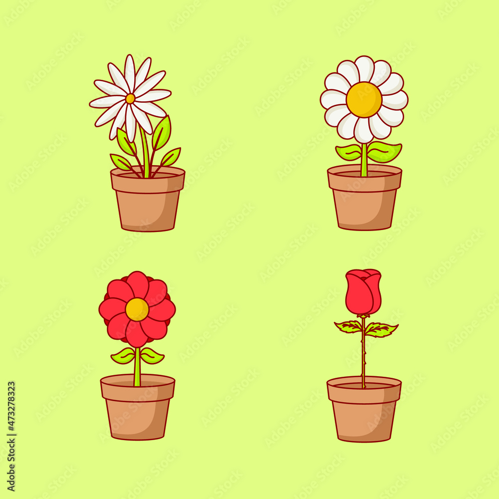 Set of cartoon flowers icon vector illustration Set of cartoon flowers icon vector illustration