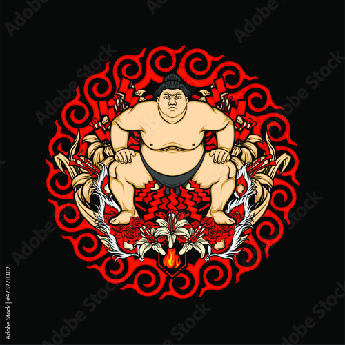 japanese sumo illustration