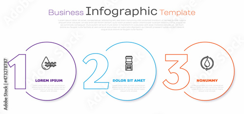 Set line Recycle clean aqua, Water cooler and . Business infographic template. Vector © Oksana