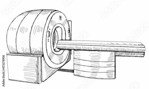 tomograph apparatus on white background sketch, vector