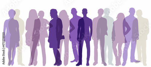 standing people  crowd silhouette  isolated  vector