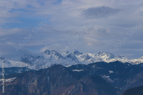 Snow covered mountain peak winter panorama landscape.turkey © murat