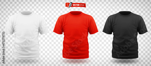Vector realistic illustration of T-shirts on a transparent background.