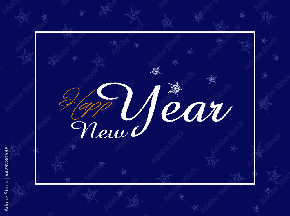 Happy New Year typography blue background design