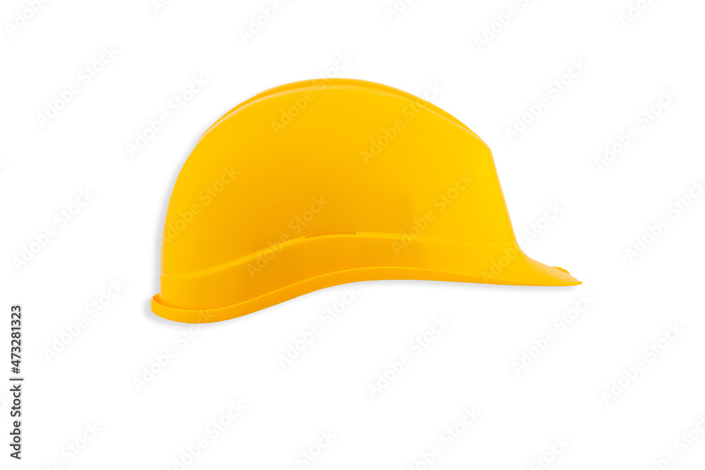 Yellow worker's helmet on white background isolated on white background Yellow worker's helmet on white background isolated on white background