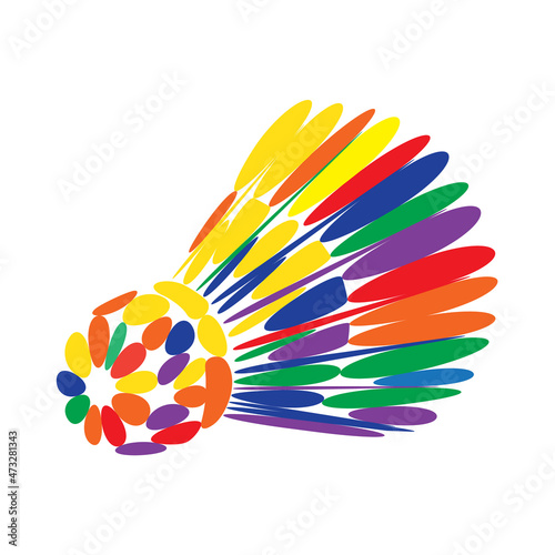 Badminton shuttlecock or badminton ball in polygonal style