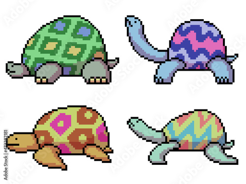 pixel art fancy turtle side