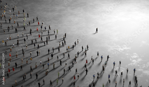 People follow a leader. Community of followers