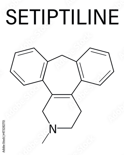 Setiptiline, also known as teciptiline antidepressant drug molecule. Skeletal formula.