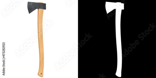 3D rendering illustration of an axe hatchet