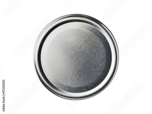 Round metal lid for cans. Isolated on a white background top view