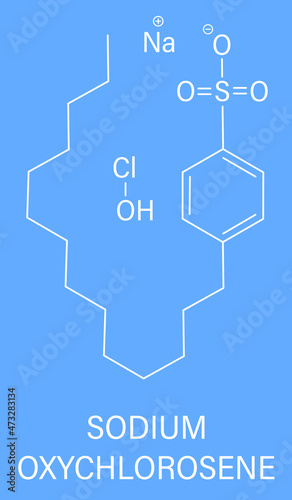 Sodium oxychlorosene antiseptic molecule. Skeletal formula.	