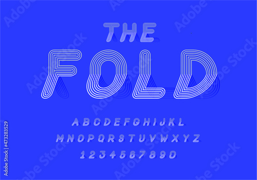 Paper font design, alphabet letters and numbers vector illustration
