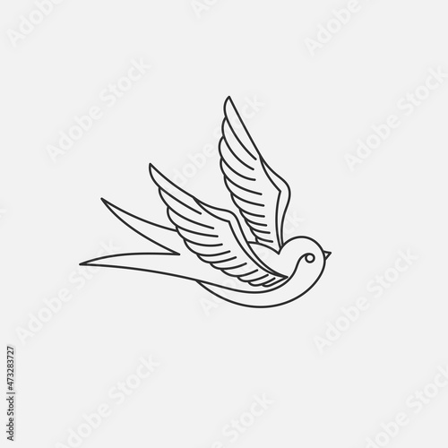 Black flying bird sticker vector illustration