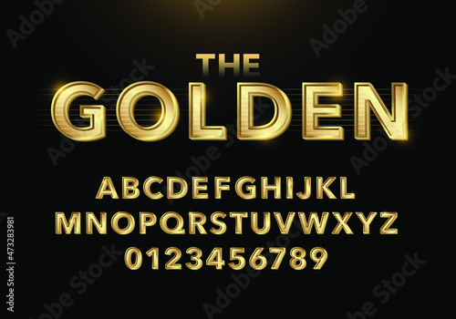 Gold elegant alphabet font set 