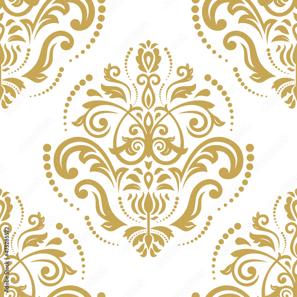 Orient vector classic golden pattern. Seamless abstract background with golden vintage elements. Orient background. Ornament for wallpapers and packaging