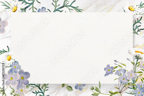 Blank floral rectangle frame vector