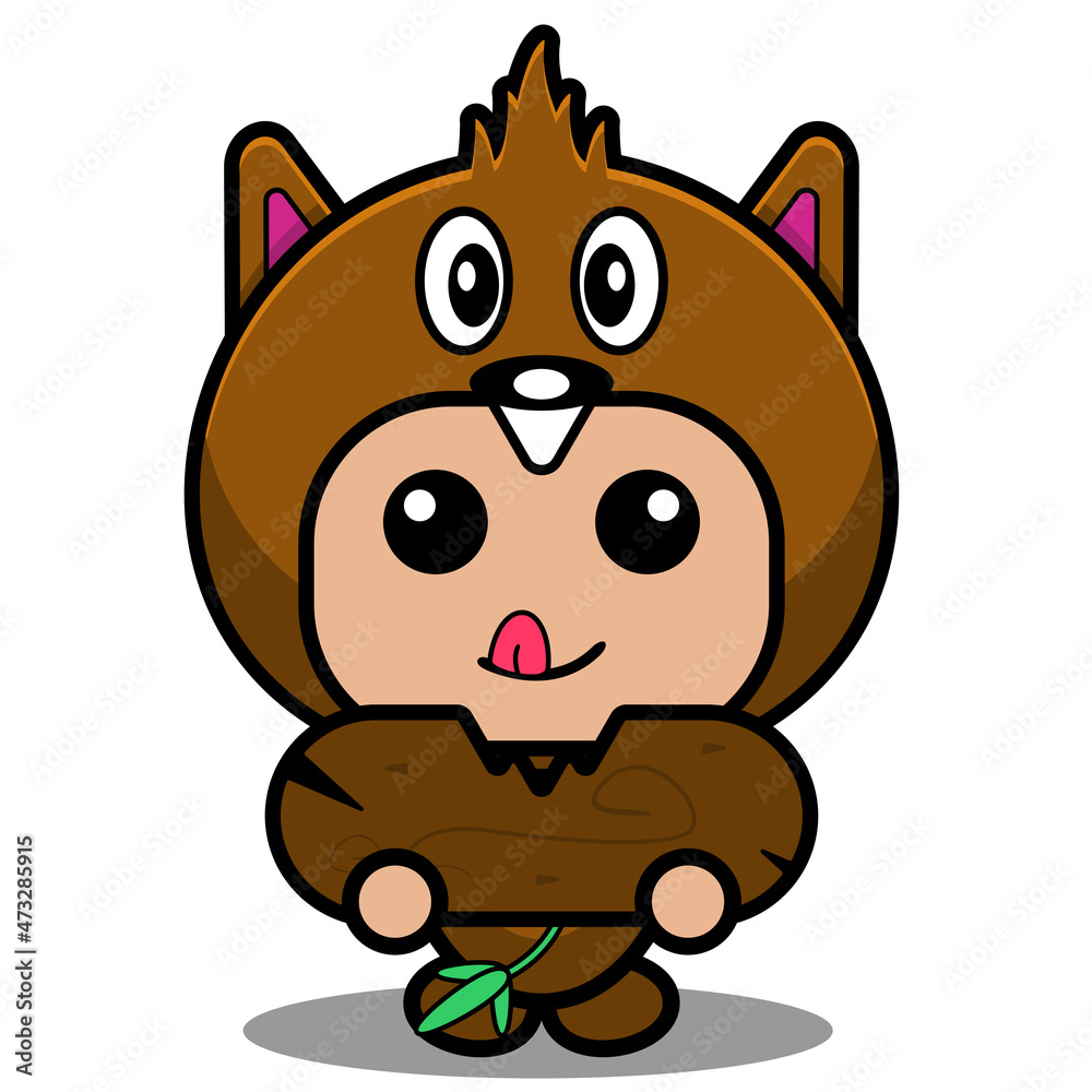 vector cartoon character cute beaver animal mascot costume eating wood vector cartoon character cute beaver animal mascot costume eating wood