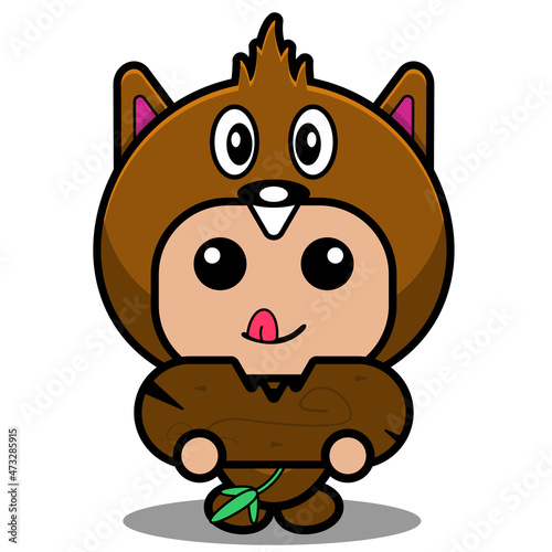 vector cartoon character cute beaver animal mascot costume eating wood