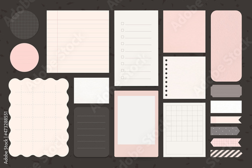 Office stationery notepad vector set