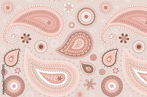 Cream paisley background, traditional pattern in feminine design vector