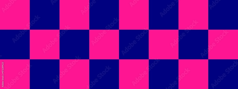 Checkerboard banner. Navy and Deep pink colors of checkerboard. Big squares, big cells. Chessboard, checkerboard texture. Squares pattern. Background. Checkerboard banner. Navy and Deep pink colors of checkerboard. Big squares, big cells. Chessboard, checkerboard texture. Squares pattern. Background.