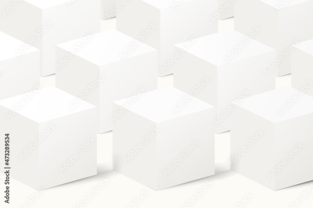 Minimal cube pattern background, white 3D geometric shape vector Minimal cube pattern background, white 3D geometric shape vector