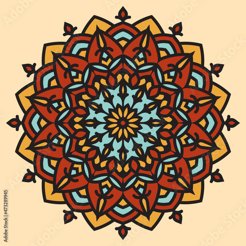 mandala art boho style abstract flower vintage color vector design element