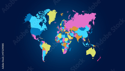 World map. Color vector modern. Silhouette map.  